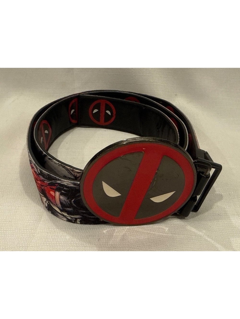 Marvel Deadpool Themed Belt with Iconic Logo Buckle